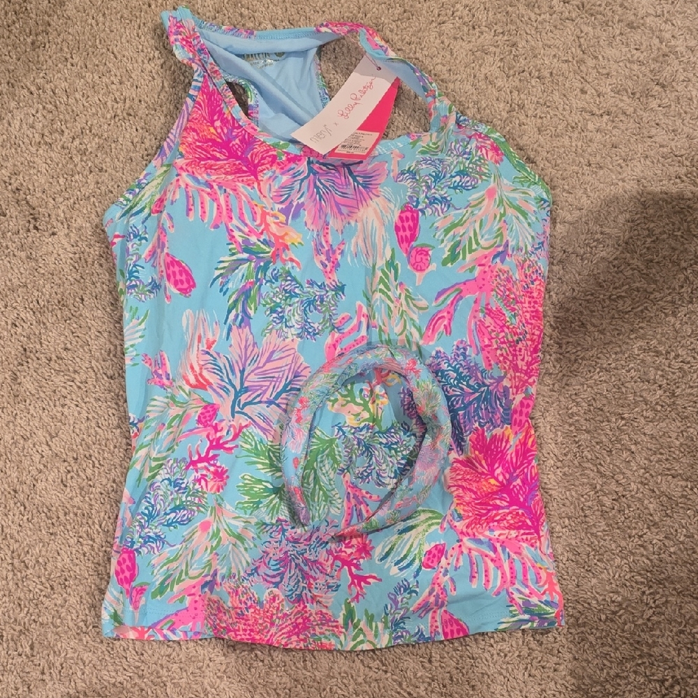 Lilly Pulitzer Multicolor Tropical Tank Top Celestial Blue Cay To My Heart